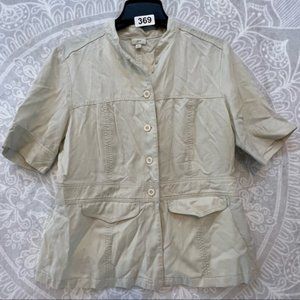 💗👚BEAUTIFUL DESIGNER TOP SHIRT BLOUSE👚💗NICE! M MEDIUM BIEGE NEUTRAL 369